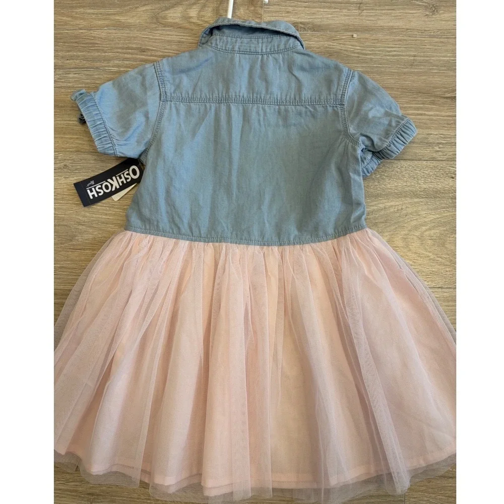 OshKosh Bgosh Toddler Girls 3T Denim and Pink Tulle Tutu Dress LGL130739 SSI